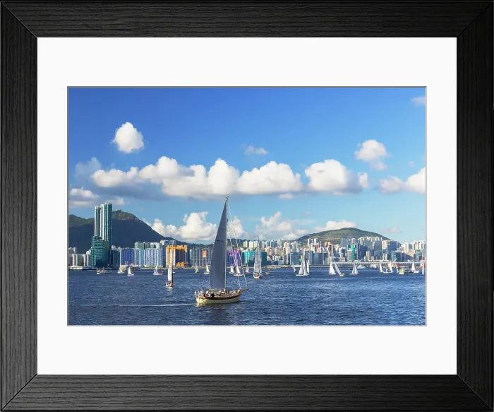 Framed Print : Yachts sailing in Victoria Harbour, Hong Kong Framed Print : Yachts sailing in Victoria Harbour, Hong Kong