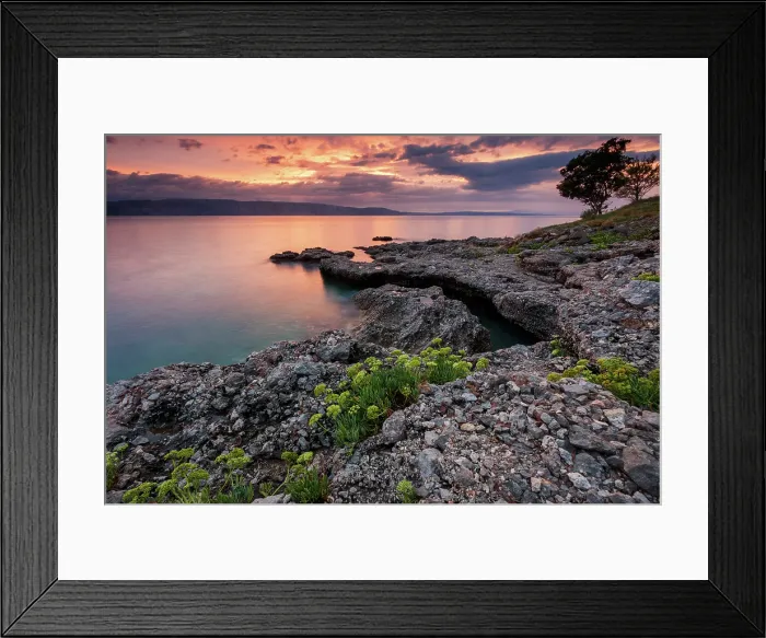 Framed Print : Croatia, Adriatic sea, coast near Sibinj village, sunset Framed Print : Croatia, Adriatic sea, coast near Sibinj village, sunset