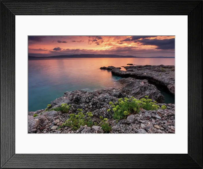 Framed Print : Croatia, Adriatic sea, coast near Sibinj village, sunset Framed Print : Croatia, Adriatic sea, coast near Sibinj village, sunset