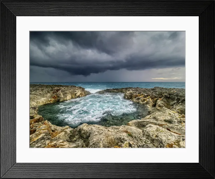 Framed Print : Natural Pool along the ironshore near the Pedro St. James Historic Site on Grand Cayman, Cayman Islands, British West Indies