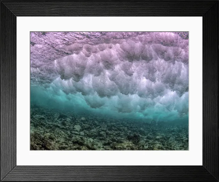 Framed Print : Underwater view of a large wave rolling breaking over a shallow reef system on Grand Cayman, Cayman Islands, British West Indies Framed Print : Underwater view of a large wave rolling breaking over a shallow reef system on Grand Cayman, Cayman Islands, British West Indies