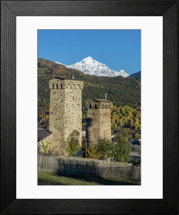 Framed Print : Defensive towers in Mestia, Upper Svaneti (Zemo Svaneti), Georgia Framed Print : Defensive towers in Mestia, Upper Svaneti (Zemo Svaneti), Georgia