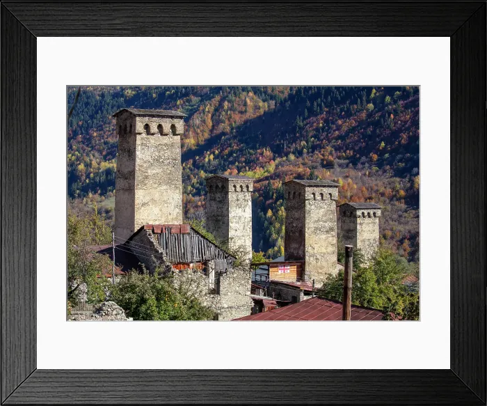 Framed Print : Defensive towers in Mestia, Upper Svaneti (Zemo Svaneti), Georgia Framed Print : Defensive towers in Mestia, Upper Svaneti (Zemo Svaneti), Georgia