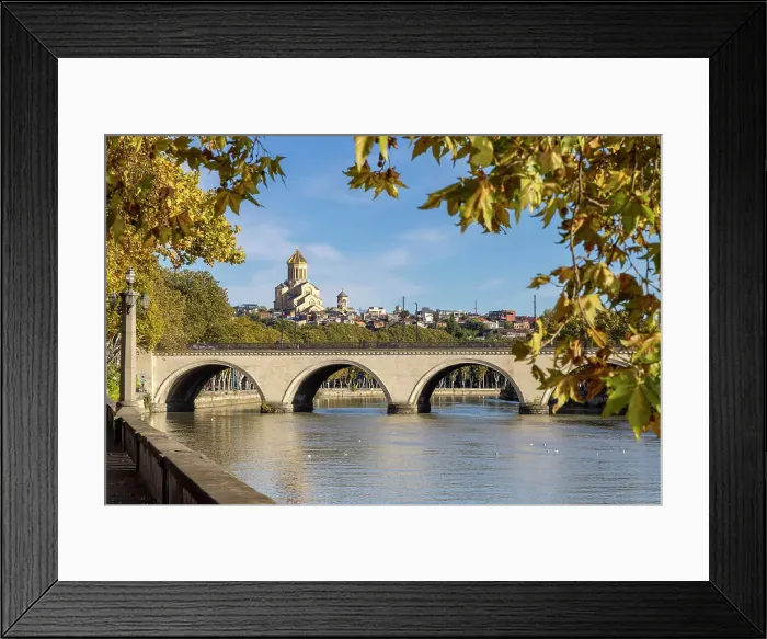 Framed Print : Holy Trinity Cathedral and Saarbruecken bridge in the autumn, Tbilisi, Georgia Framed Print : Holy Trinity Cathedral and Saarbruecken bridge in the autumn, Tbilisi, Georgia