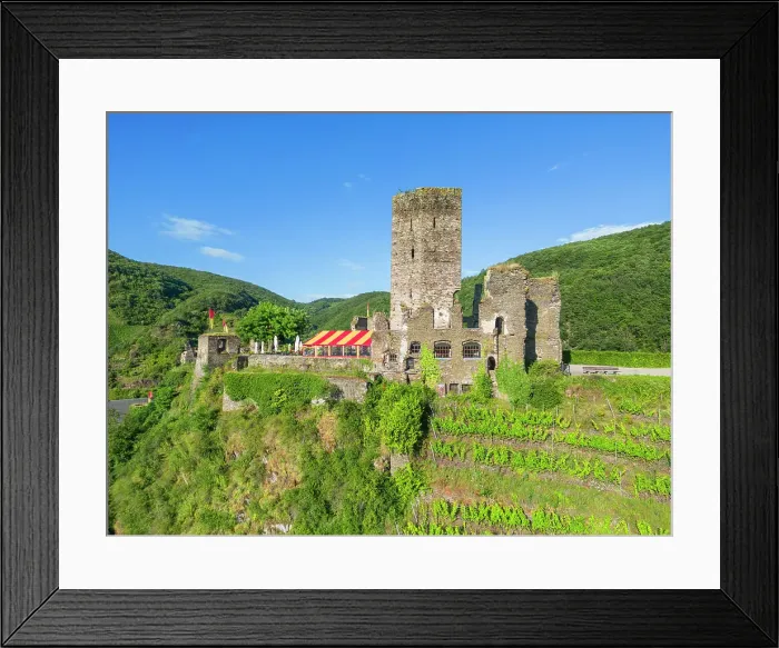 Framed Print : Aerial view at Metternich Castle, Beilstein, Moselle Valley, Rhineland-Palatinate, Germany Framed Print : Aerial view at Metternich Castle, Beilstein, Moselle Valley, Rhineland-Palatinate, Germany