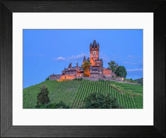 Framed Print : Cochem castle at dusk, Cochem, Mosel valley, Rhineland-Palatinate, Germany Framed Print : Cochem castle at dusk, Cochem, Mosel valley, Rhineland-Palatinate, Germany