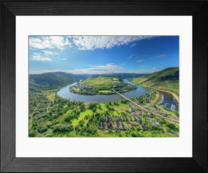 Framed Print : Aerial view t the Mosel horseshoe bend at Senheim, Rhineland-Palatinate, Germany Framed Print : Aerial view t the Mosel horseshoe bend at Senheim, Rhineland-Palatinate, Germany