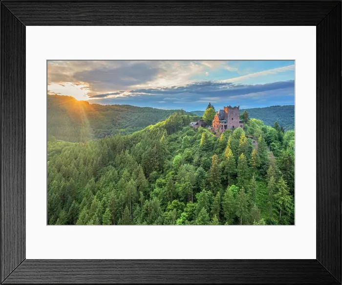Framed Print : Aerial view on Burg Arras at sunset, Alf, Mosel valley, Rhineland-Palatinate, Germany Framed Print : Aerial view on Burg Arras at sunset, Alf, Mosel valley, Rhineland-Palatinate, Germany