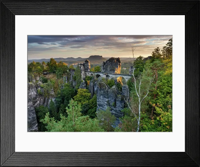 Framed Print : Germany, Saxony, Saxon Switzerland National Park, Elbe Sandstone Mountains, Bastei viewpoint