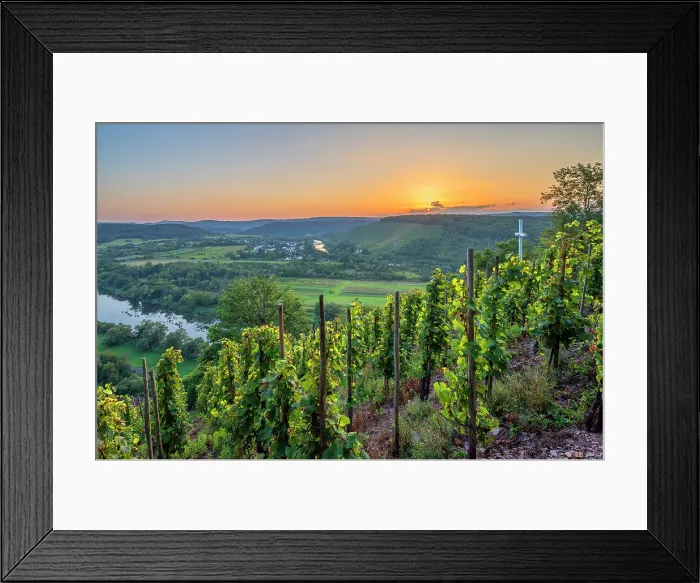 Framed Print : Sunset above Kanzem with Altenberg vineyard, Saar valley, Hunsruck, Rhineland-Palatinate, Germany Framed Print : Sunset above Kanzem with Altenberg vineyard, Saar valley, Hunsruck, Rhineland-Palatinate, Germany