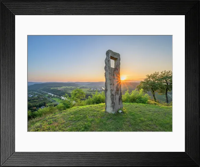 Framed Print : Sculpture Pasaggio Animato on the gallows mountain near Wiltingen, Saar valley, Hunsruck, Rhineland-Palatinate, Germany
