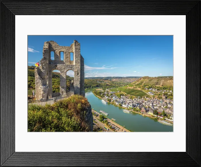 Framed Print : Ruin of Grevenburg above the Moselle and Traben-Trarbach, Moselle, Rhineland-Palatinate, Germany Framed Print : Ruin of Grevenburg above the Moselle and Traben-Trarbach, Moselle, Rhineland-Palatinate, Germany