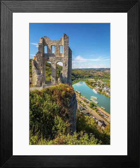 Framed Print : Ruin of Grevenburg above the Moselle and Traben-Trarbach, Moselle, Rhineland-Palatinate, Germany Framed Print : Ruin of Grevenburg above the Moselle and Traben-Trarbach, Moselle, Rhineland-Palatinate, Germany