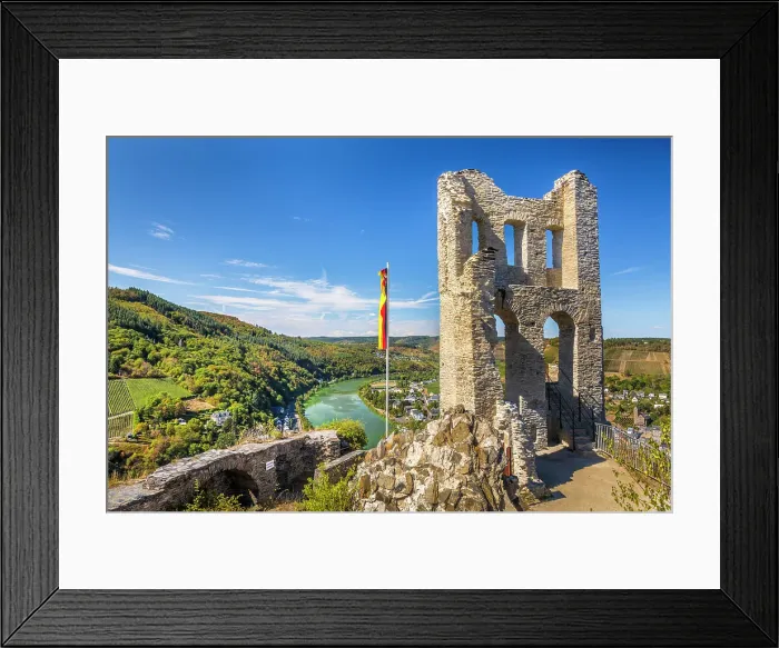 Framed Print : Ruin of Grevenburg above the Moselle and Traben-Trarbach, Moselle, Rhineland-Palatinate, Germany Framed Print : Ruin of Grevenburg above the Moselle and Traben-Trarbach, Moselle, Rhineland-Palatinate, Germany