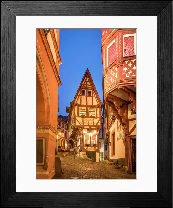 Framed Print : Historic old town at blue hour, Bernkastel-Kues, Mosel, Rhineland-Palatinate, Germany Framed Print : Historic old town at blue hour, Bernkastel-Kues, Mosel, Rhineland-Palatinate, Germany