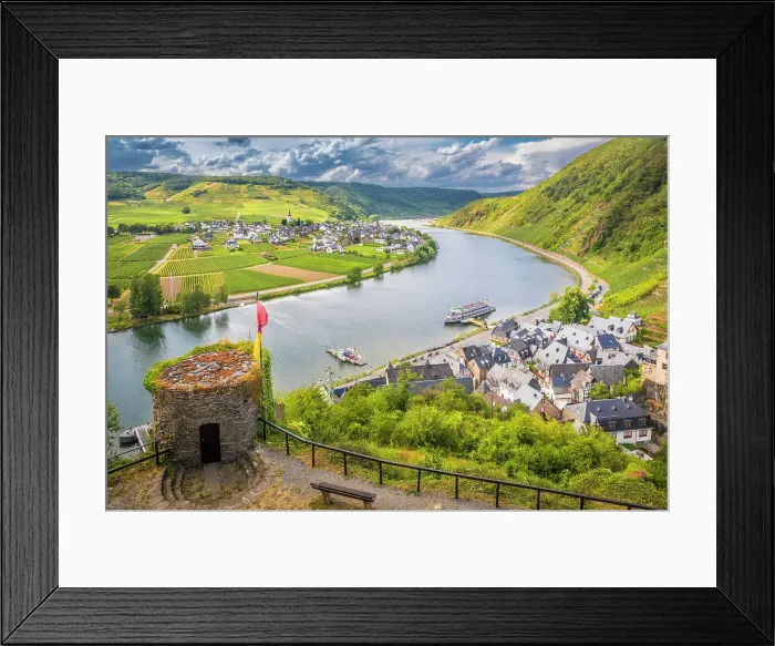Framed Print : View from Metternich Castle to the Moselle and the town of Beilstein, Moselle, Rhineland-Palatinate, Germany Framed Print : View from Metternich Castle to the Moselle and the town of Beilstein, Moselle, Rhineland-Palatinate, Germany