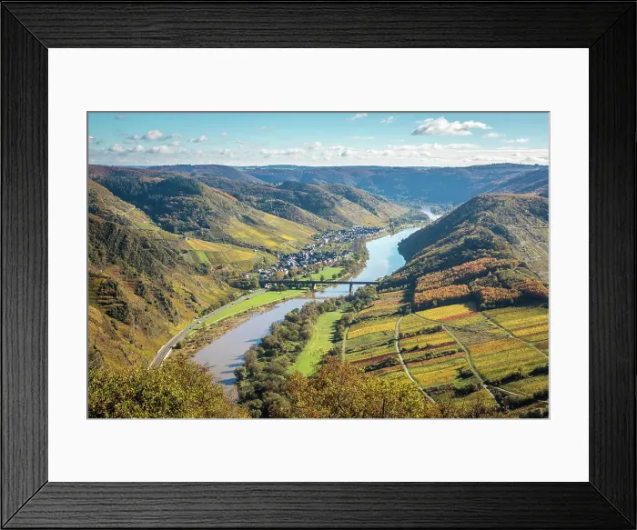 Framed Print : View from the Bremm summit cross to the Moselle and the town of Ediger-Eller, Bremm, Moselle, Rhineland-Palatinate, Germany Framed Print : View from the Bremm summit cross to the Moselle and the town of Ediger-Eller, Bremm, Moselle, Rhineland-Palatinate, Germany