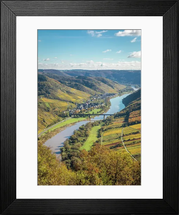 Framed Print : View from the Bremm summit cross to the Moselle and the town of Ediger-Eller, Bremm, Moselle, Rhineland-Palatinate, Germany Framed Print : View from the Bremm summit cross to the Moselle and the town of Ediger-Eller, Bremm, Moselle, Rhineland-Palatinate, Germany