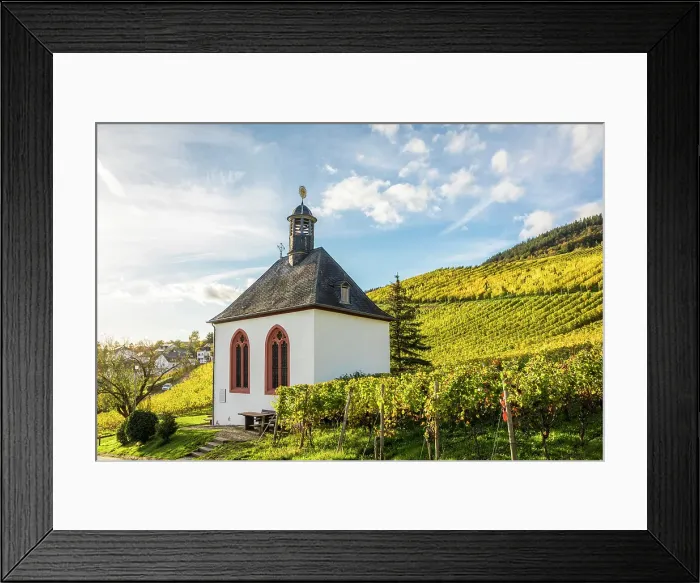 Framed Print : Kesselstatt Chapel in the vineyards near Kroev on the Mosel, Mosel, Rhineland-Palatinate, Germany