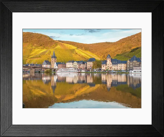 Framed Print : View over the Moselle from Kues to Bernkastel, Bernkastel-Kues, Moselle, Rhineland-Palatinate, Germany