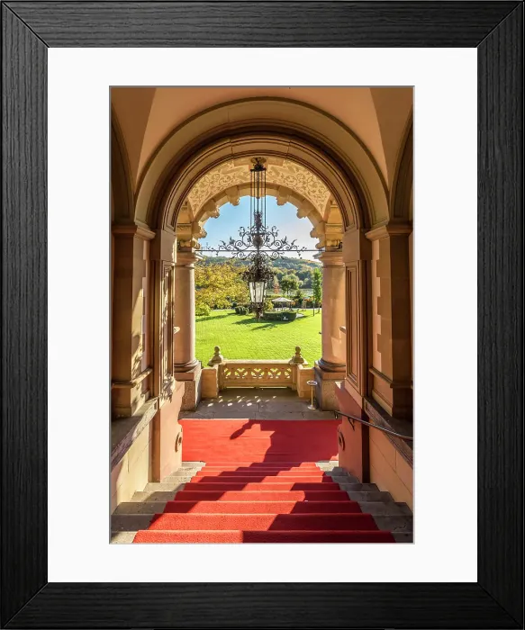 Framed Print : Magnificent entrance portal of Lieser Castle, Lieser, Mosel, Rhineland-Palatinate, Germany
