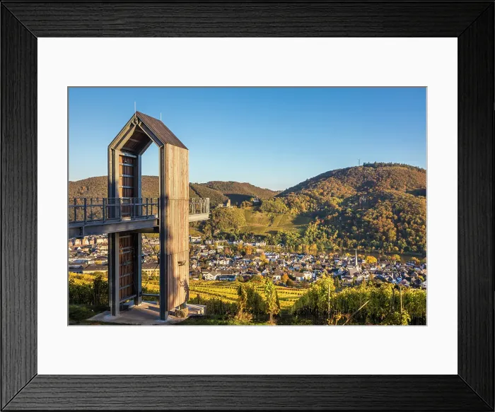 Framed Print : Skywalk Kurpark in the vineyards above Kues, Bernkastel-Kues, Mosel, Rhineland-Palatinate, Germany