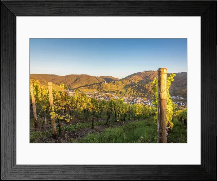 Framed Print : View from the vineyards above Kues to Bernkastel-Kues with castle ruins Landshut, Mosel, Rhineland-Palatinate, Germany Framed Print : View from the vineyards above Kues to Bernkastel-Kues with castle ruins Landshut, Mosel, Rhineland-Palatinate, Germany
