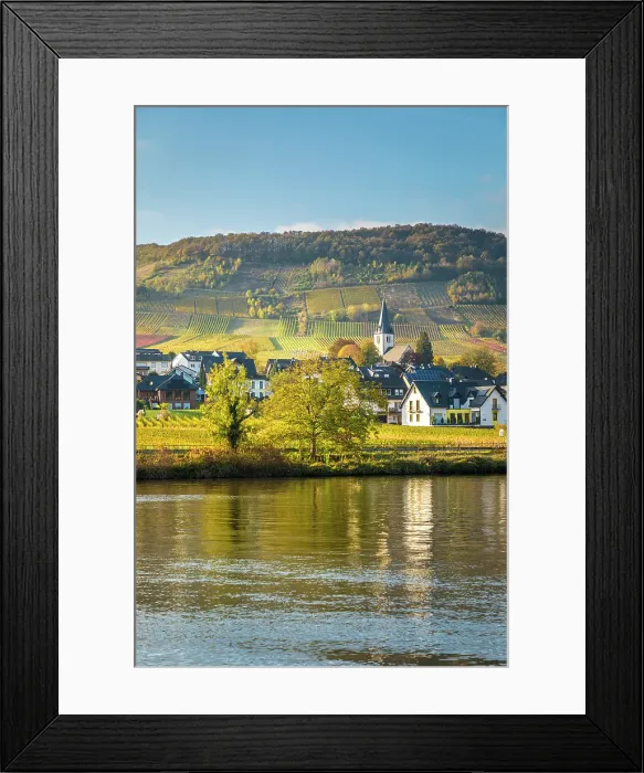 Framed Print : View over the Moselle to the town of Ellenz-Poltersdorf, Beilstein, Mosel, Rhineland-Palatinate, Germany Framed Print : View over the Moselle to the town of Ellenz-Poltersdorf, Beilstein, Mosel, Rhineland-Palatinate, Germany