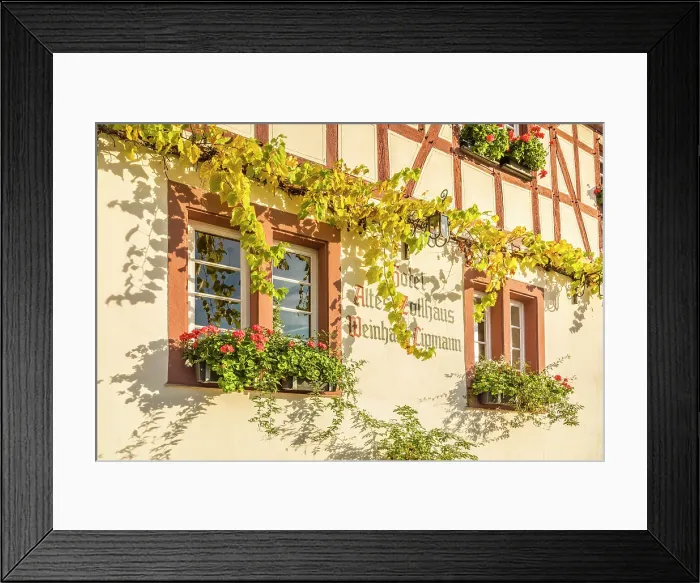 Framed Print : Historic half-timbered house Altes Zollhaus in Beilstein on the Mosel, Mosel, Rhineland-Palatinate, Germany Framed Print : Historic half-timbered house Altes Zollhaus in Beilstein on the Mosel, Mosel, Rhineland-Palatinate, Germany