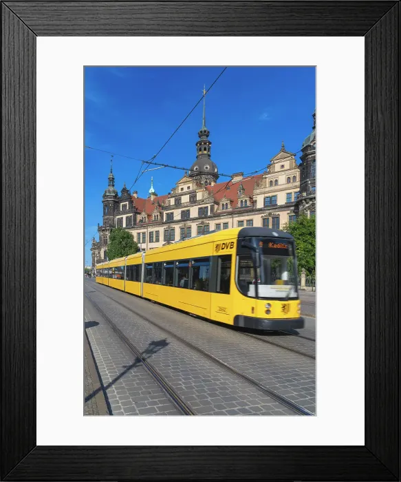 Framed Print : Yellow tram passing by Dresden Castle, Dresden, Saxony, Germany Framed Print : Yellow tram passing by Dresden Castle, Dresden, Saxony, Germany