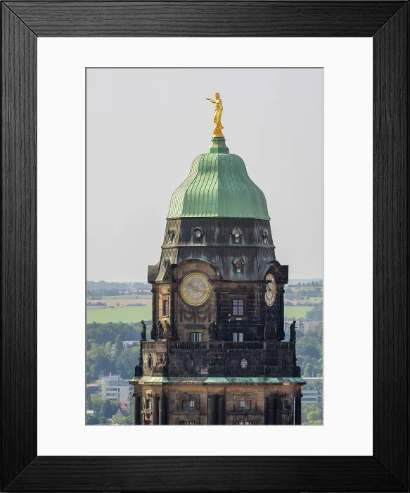 Framed Print : Statue of Golden Angel on top of tower of Dresden City Hall, Dresden, Saxony, Germany Framed Print : Statue of Golden Angel on top of tower of Dresden City Hall, Dresden, Saxony, Germany