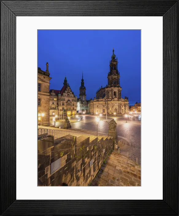 Framed Print : Dresden Cathedral and Dresden Castle at Schlossplatz at twilight, Dresden, Saxony, Germany Framed Print : Dresden Cathedral and Dresden Castle at Schlossplatz at twilight, Dresden, Saxony, Germany