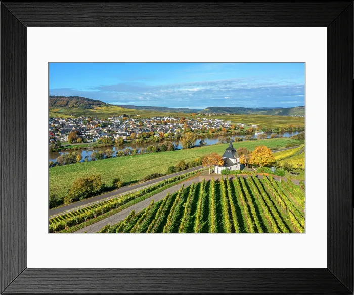 Framed Print : Aerial view at Laurentius chapel near Trittenheim, Mosel, Mosel valley, Rhineland-Palatinate, Germany