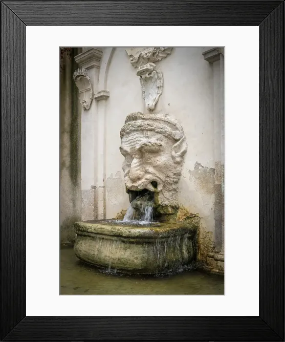 Framed Print : Europe, Italy, Umbria. The fountain called il Mascherone in Spoleto Framed Print : Europe, Italy, Umbria. The fountain called il Mascherone in Spoleto