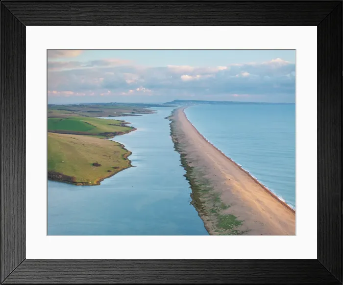Framed Print : Aerial view of Chesil Beach near Abbotsbury, Dorset, England. Winter (January) 2024 Framed Print : Aerial view of Chesil Beach near Abbotsbury, Dorset, England. Winter (January) 2024