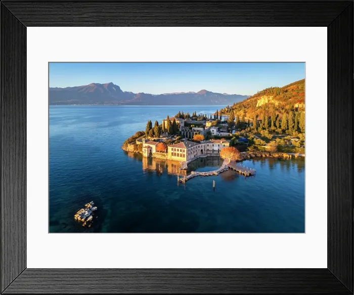 Framed Print : Punta San Vigilio at sunset in autumn. Garda, Verona district, Italy Framed Print : Punta San Vigilio at sunset in autumn. Garda, Verona district, Italy