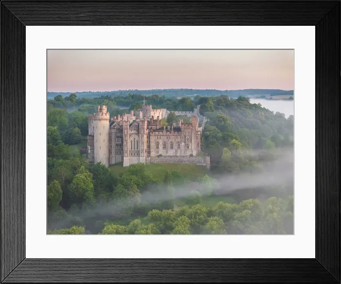 Framed Print : Arundel Castle on a beautiful misty morning, West Sussex, England. Summer (July) 2024