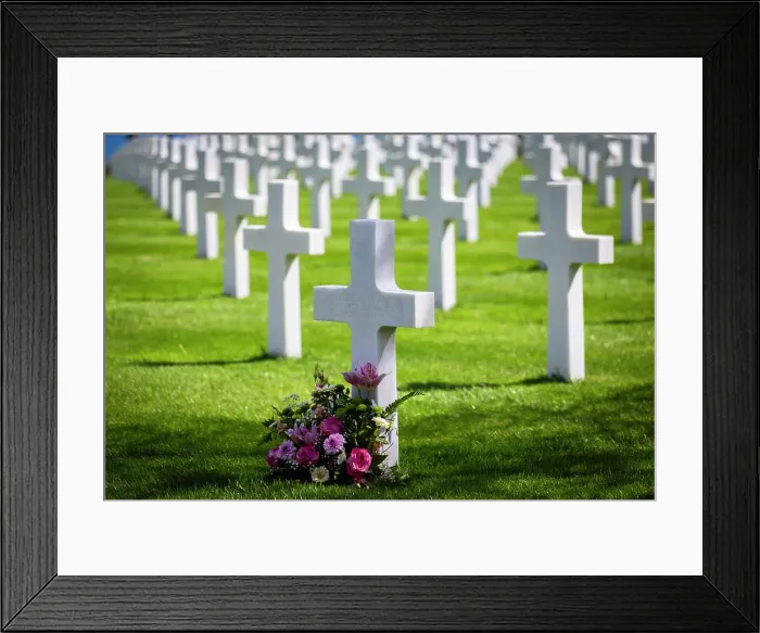 Framed Print : View of the american cemetery at Omaha beach. Colleville-sur-mer, Normandy France Framed Print : View of the american cemetery at Omaha beach. Colleville-sur-mer, Normandy France