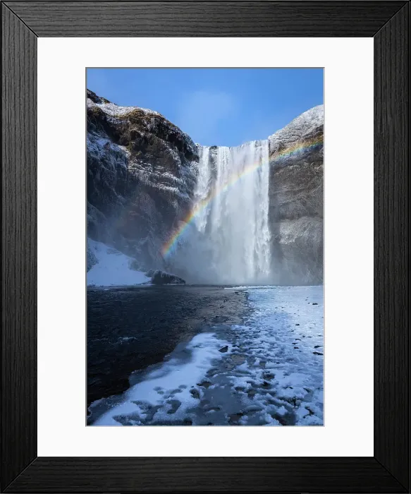 Framed Print : Skogafoss waterfall in winter. Skogar, Sudurland, Iceland, Northern Europe Framed Print : Skogafoss waterfall in winter. Skogar, Sudurland, Iceland, Northern Europe