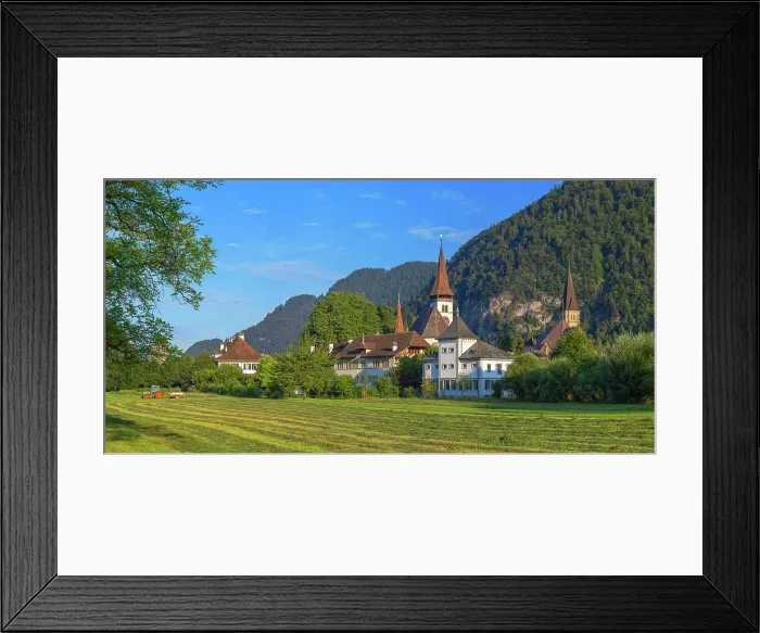 Framed Print : Reformed Castle Church, monastery and Interlaken Castle, Interlaken, Switzerland Framed Print : Reformed Castle Church, monastery and Interlaken Castle, Interlaken, Switzerland