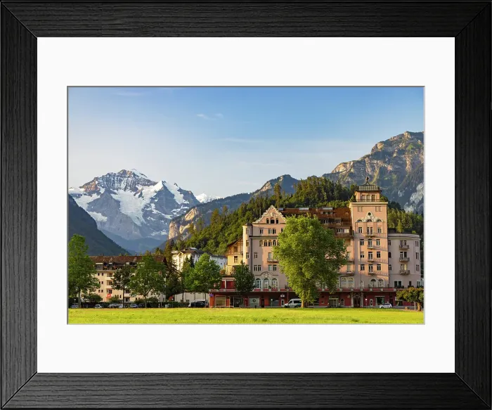 Framed Print : Hohematte Park and Jungfrau mountain, Interlaken, Switzerland