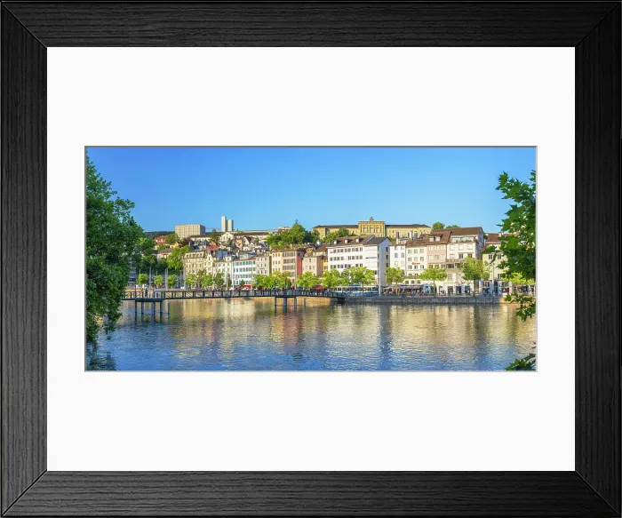 Framed Print : Muhlesteg Bridge and Limmat River, Zurich, Switzerland Framed Print : Muhlesteg Bridge and Limmat River, Zurich, Switzerland