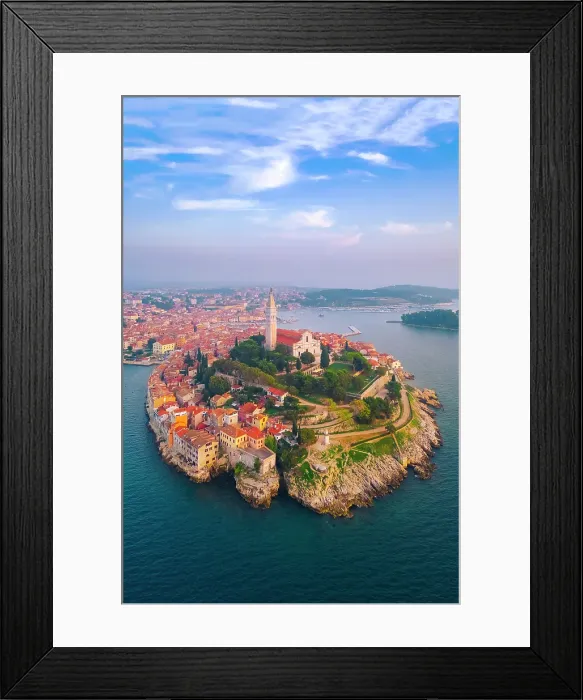 Framed Print : Aerial view of Rovinj - Rovigno at sunset. Rovinj, Istria, Adriatic coast, Croatia Framed Print : Aerial view of Rovinj - Rovigno at sunset. Rovinj, Istria, Adriatic coast, Croatia