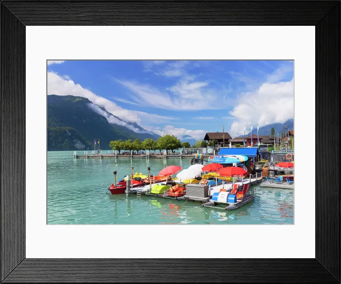 Framed Print : Boats and pedaloes on Lake Brienz, Brienz, Switzerland