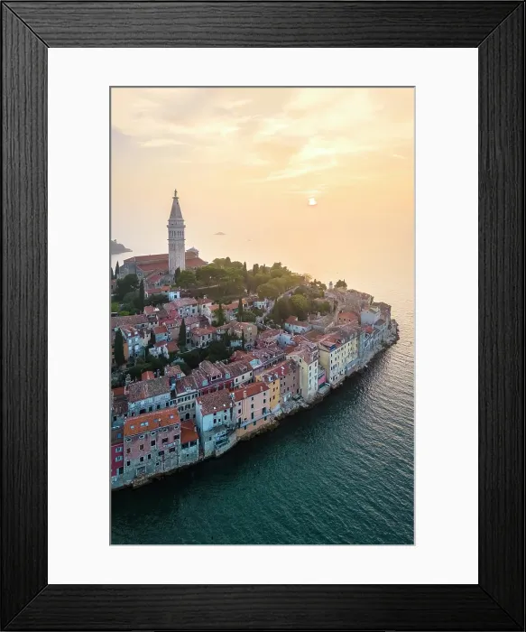 Framed Print : Aerial view of Rovinj - Rovigno at sunset. Rovinj, Istria, Adriatic coast, Croatia Framed Print : Aerial view of Rovinj - Rovigno at sunset. Rovinj, Istria, Adriatic coast, Croatia