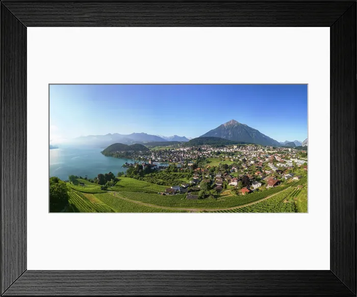 Framed Print : View of Spiez, Lake Thun and Niesen mountain, Spiez, Switzerland Framed Print : View of Spiez, Lake Thun and Niesen mountain, Spiez, Switzerland