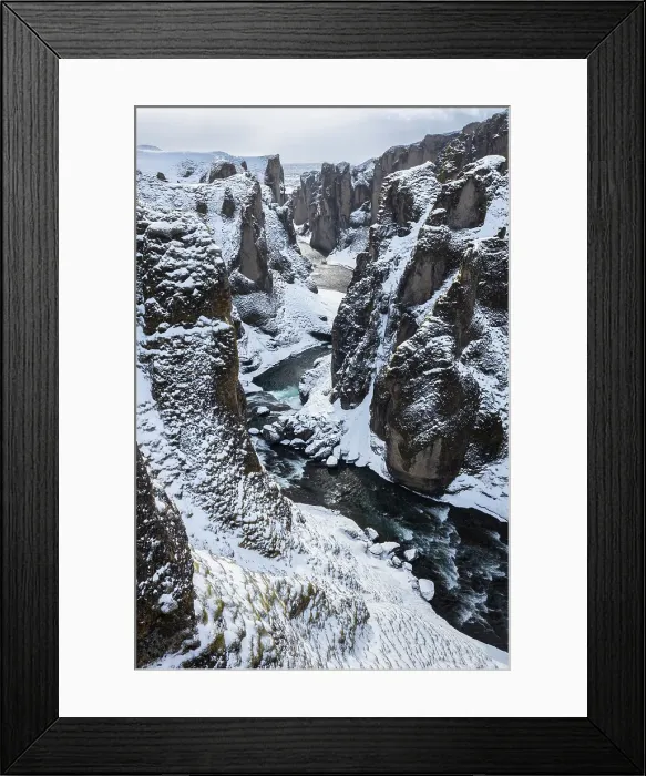 Framed Print : Fjadrargljufur canyon in winter. Kirkjubaejarklaustur, Sudurland (southern Iceland), Iceland Framed Print : Fjadrargljufur canyon in winter. Kirkjubaejarklaustur, Sudurland (southern Iceland), Iceland