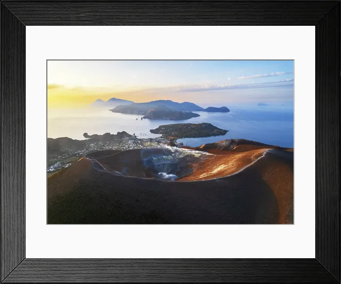 Framed Print : Gran cratere with the islands of Lipari and Salina in the background, Vulcano island, Aeolian islands, Messina province, Sicily, Italy Framed Print : Gran cratere with the islands of Lipari and Salina in the background, Vulcano island, Aeolian islands, Messina province, Sicily, Italy
