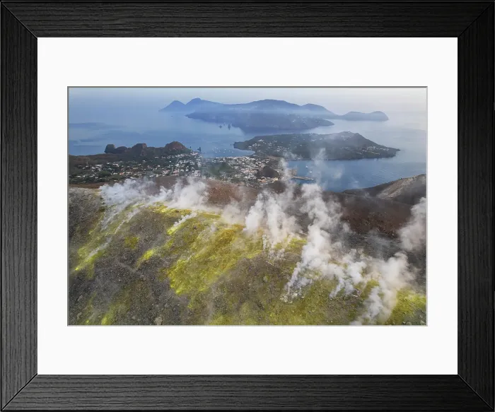 Framed Print : Volcanic gas emissions at the edge of the big crater of Vulcano island, Aeolian islands, Messina province, Sicily, Italy Framed Print : Volcanic gas emissions at the edge of the big crater of Vulcano island, Aeolian islands, Messina province, Sicily, Italy