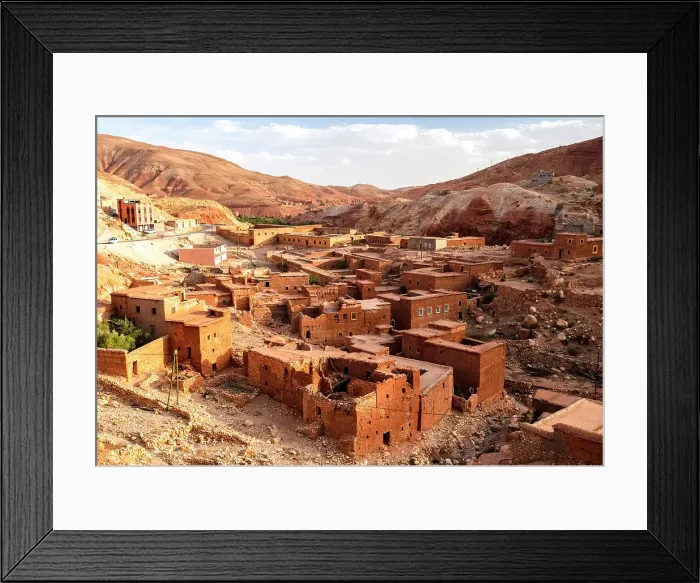 Framed Print : Village of old mud brick houses, Dades Gorge, Tinghir Province, near Boumalne Dades, Morocco Framed Print : Village of old mud brick houses, Dades Gorge, Tinghir Province, near Boumalne Dades, Morocco